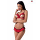 Комплект білизни CHERRY SET OpenBra red L/XL - Passion Exclusive: відкритий ліф, трусики-спідничка