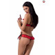 Комплект білизни CHERRY SET OpenBra red L/XL - Passion Exclusive: відкритий ліф, трусики-спідничка