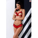 Комплект білизни CHERRY SET OpenBra red L/XL - Passion Exclusive: відкритий ліф, трусики-спідничка