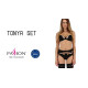 Комплект білизни TONYA SET black S/M - Passion Exclusive: трусики, ліф, пояс для панчох