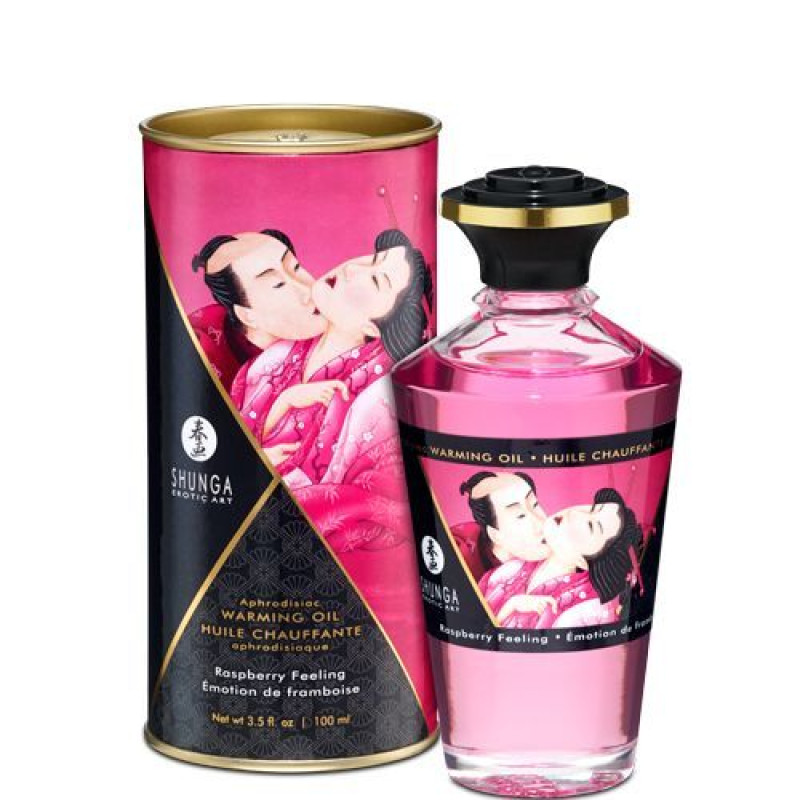 Розігрівальна олія Shunga Aphrodisiac Warming Oil – Raspberry Feeling (100 мл) без цукру, смачна