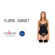 Корсет з пажами FLORIS CORSET black L/XL - Passion Exclusive, трусики