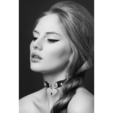 Чокер з замочком-сердечком Bijoux Pour Toi - HEART LOCK Black, екошкіра