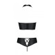 Комплект з еко-шкіри Nancy Bikini black L/XL - Passion, бра та трусики з імітацією шнурівки