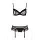 Сексуальний комплект з поясом для панчіх LOVELIA SET black L/XL - Passion