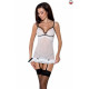 Сорочка прозора з пажами ORIHIME CHEMISE white L/XL - Passion, трусики, стрепи