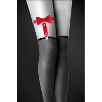 Гартер на ногу Bijoux Pour Toi - WITH BOW Red, сексуальна підв'язка з бантиком, екошкіра