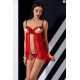 Прозорий пеньюар з відкритими грудьми CHERRY CHEMISE red L/XL - Passion Exclusive, трусики