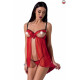 Прозорий пеньюар з відкритими грудьми CHERRY CHEMISE red L/XL - Passion Exclusive, трусики