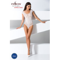 Бодистокинг Passion BS064 white, боди, закрытое плечо