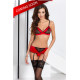 Комплект белья RODOS SET red S/M - Passion Exclusive: лиф, стринги, пояс для чулок