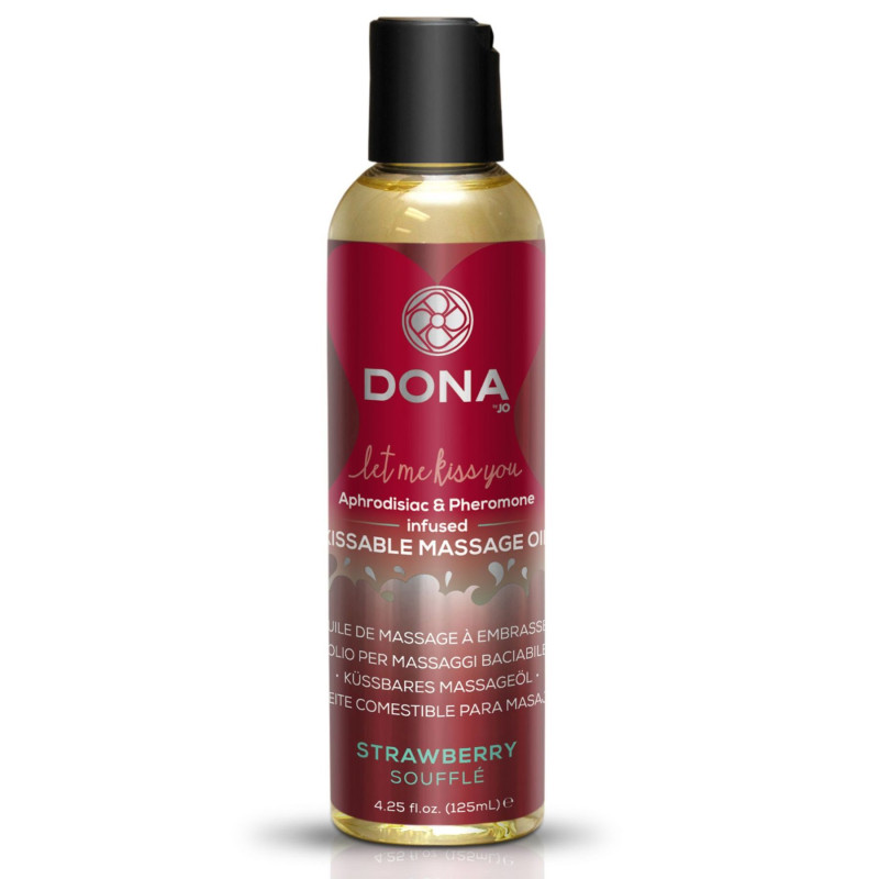 Масажна олія DONA Kissable Massage Oil Strawberry Souffle (110 мл) можна для оральних пестощів