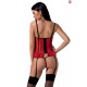 Корсет з відкритими грудьми CHERRY CORSET red L/XL - Passion Exclusive, трусики, пажі, стрепи, оборк