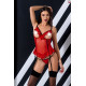 Корсет з відкритими грудьми CHERRY CORSET red L/XL - Passion Exclusive, трусики, пажі, стрепи, оборк