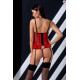 Корсет з відкритими грудьми CHERRY CORSET red L/XL - Passion Exclusive, трусики, пажі, стрепи, оборк