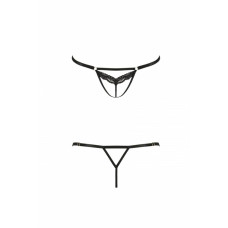 Відверті трусики-стрепи з мереживом SOLON THONG black L/XL - Passion Exclusive